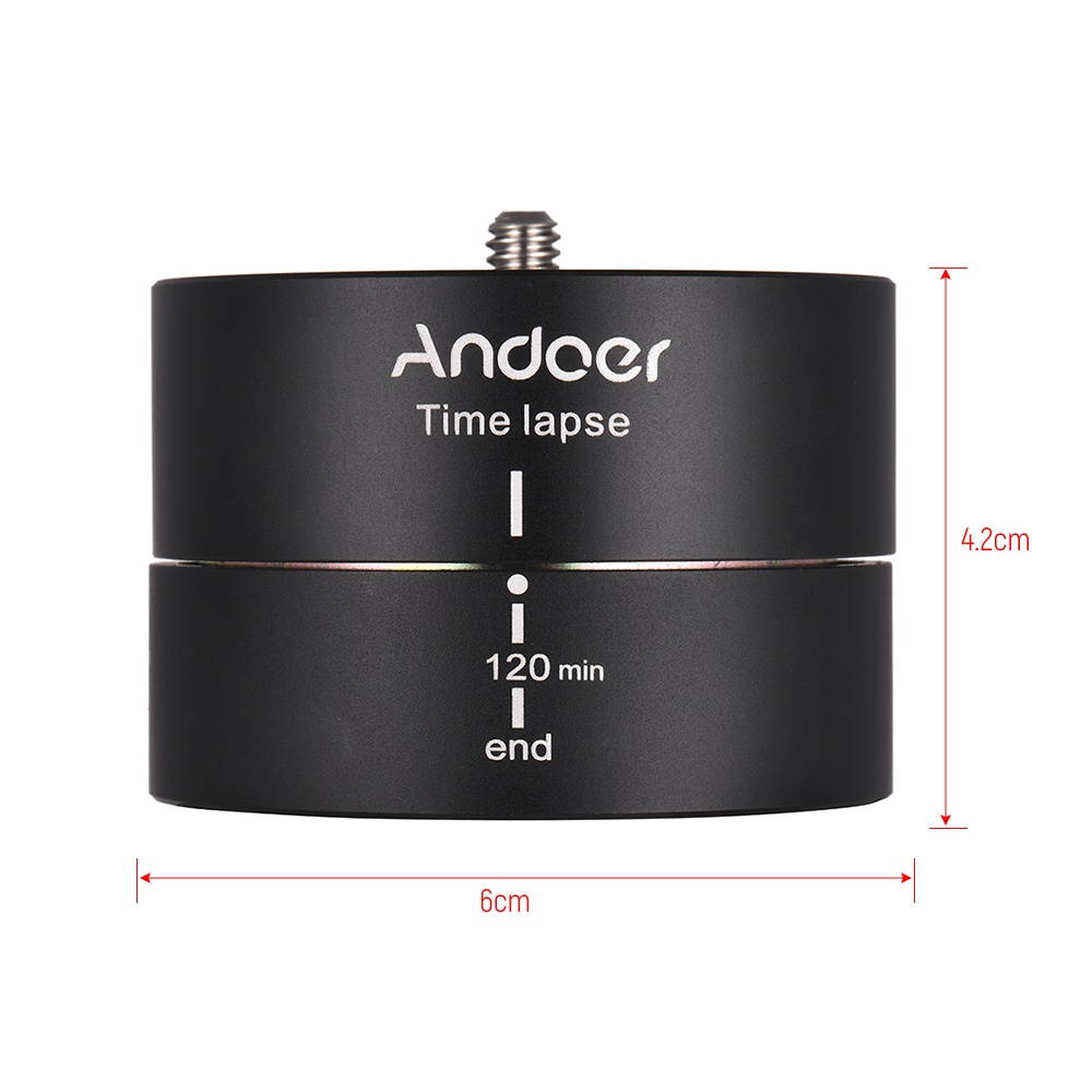 Andoer 120 Minutes 360 Degrees Panning Auto Rotation Time Lapse Tripod Head Panoramic Stabilizer for GoPro Hero6 5 4 3 3+ for Lightweight DSLR ILDC Camera for iPhone Samsung Huawei Smartphones