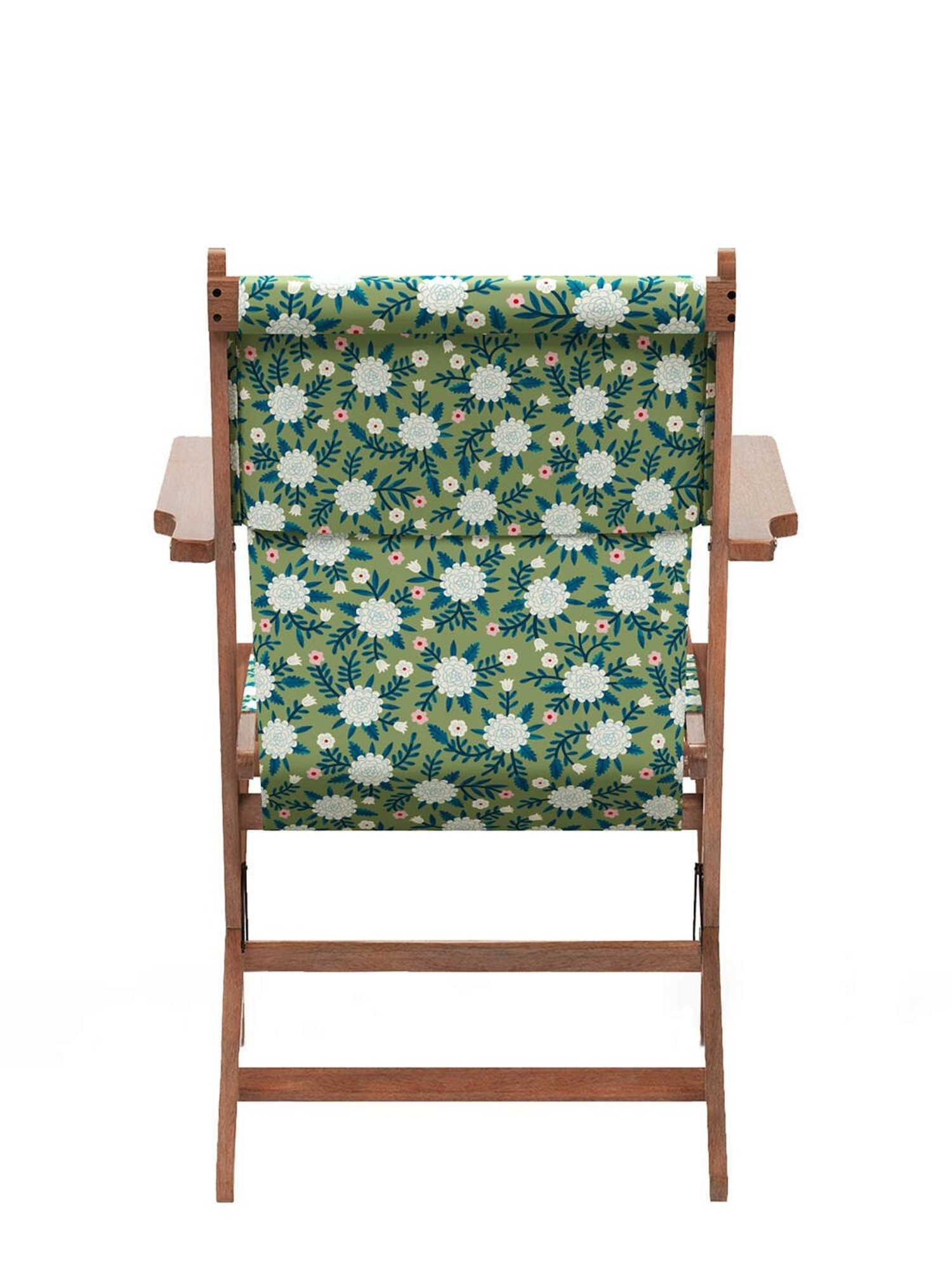 Chumbak Bistro Spring Marigold Floral Blue Wood Folding Chair
