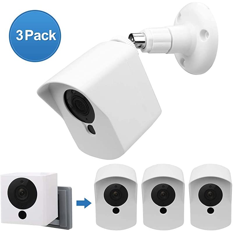 Cam Wall Mount Bracket,Full Protective Weather Proof 360 Degree Adjustable Outdoor Indoor Mount and Cover Case for Cam 1080p HD Camera (White 3 Pack)