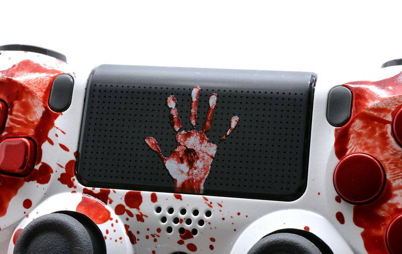 "Bloody Hands" Ps4 Custom UN-MODDED Controller Exclusive Unique Design with CUSTOM TOUCHPAD