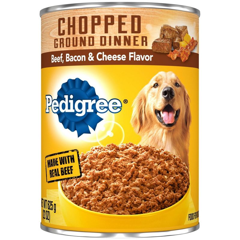 Pedigree Chopped Ground Dinner Wet Dog Food Beef, Bacon & Cheese Flavor - 22oz