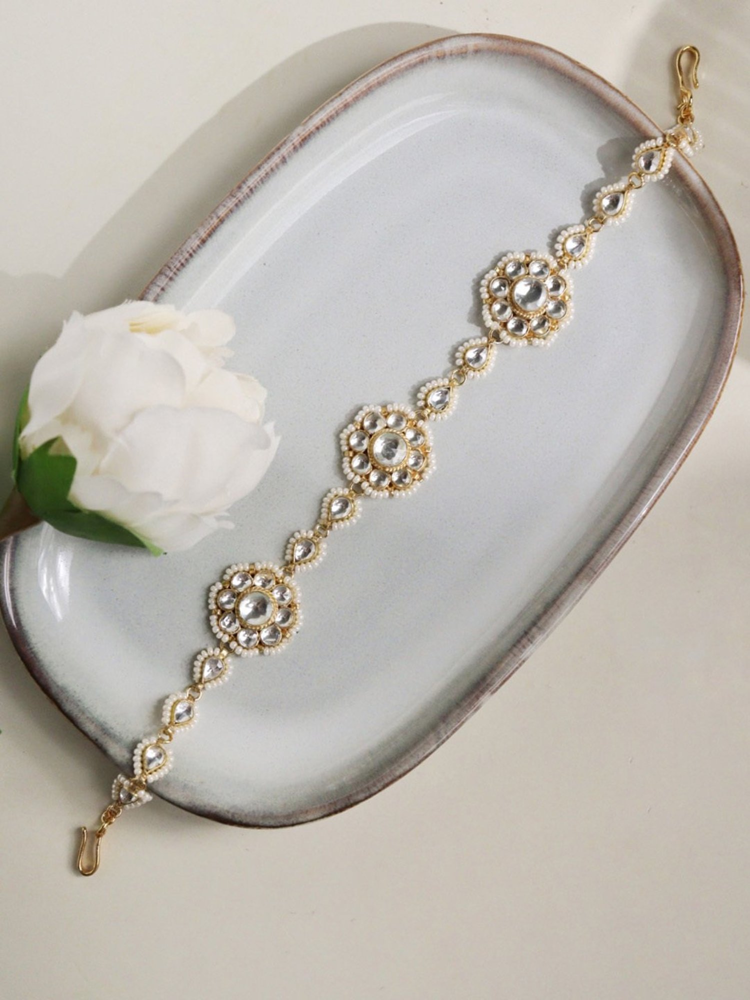 Curio Cottage Bridal Flowers of Kundan Sheeshphool or Matha Patti