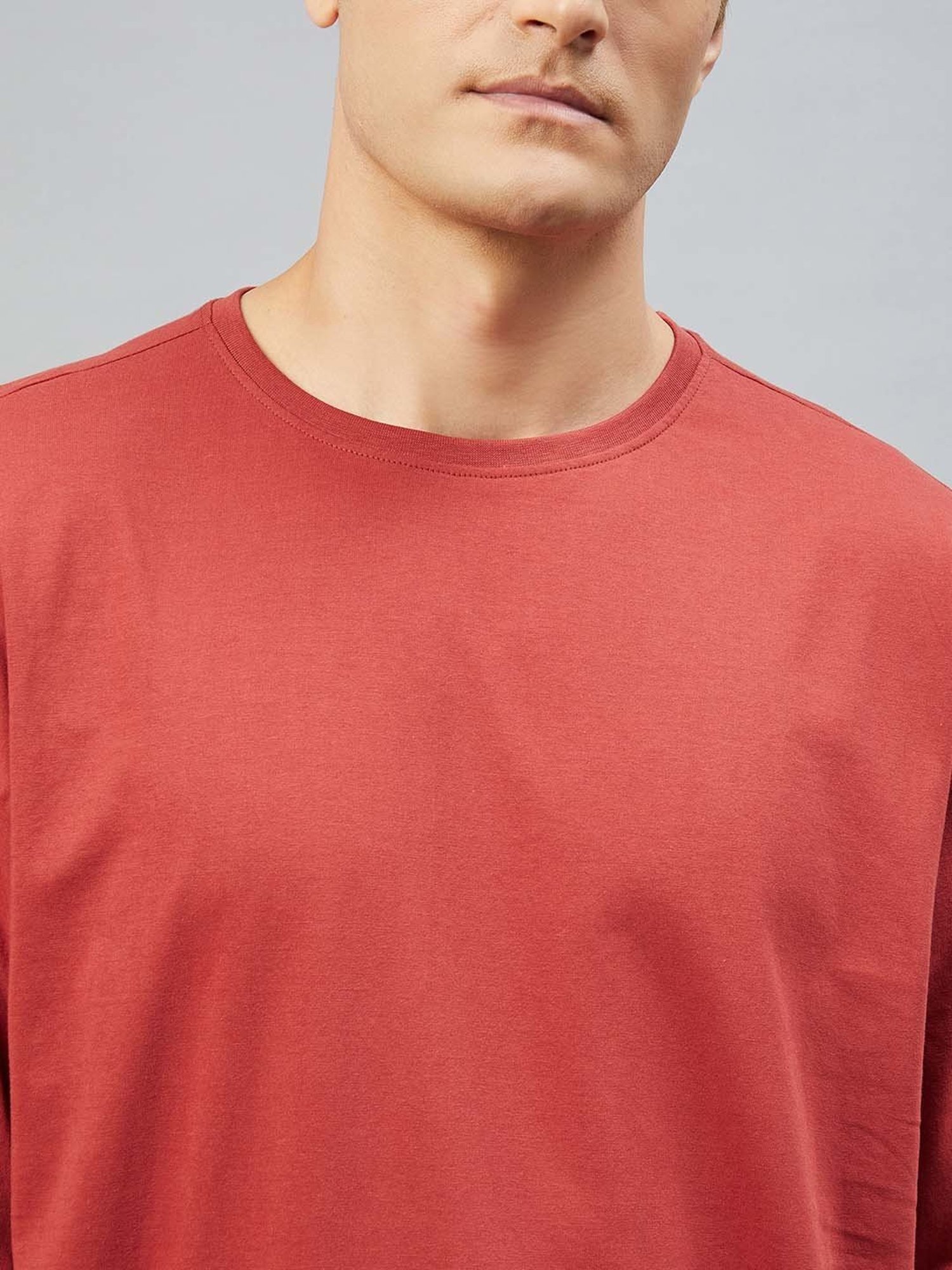 CHIMPAAANZEE Red Loose Fit Oversized Crew T-Shirt