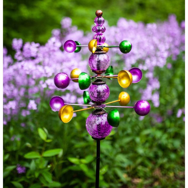 48" Metal Triple Wind Spinner Stake Purple - Exhart