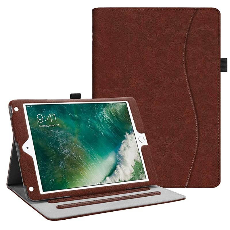 Case for iPad 9.7 2018 2017 / iPad Air 2 / iPad Air 1 - [Corner Protection] Multi-Angle Viewing Folio Cover w/Pocket, Auto Wake/Sleep for iPad 6th / 5th Generation, Vintage Brown