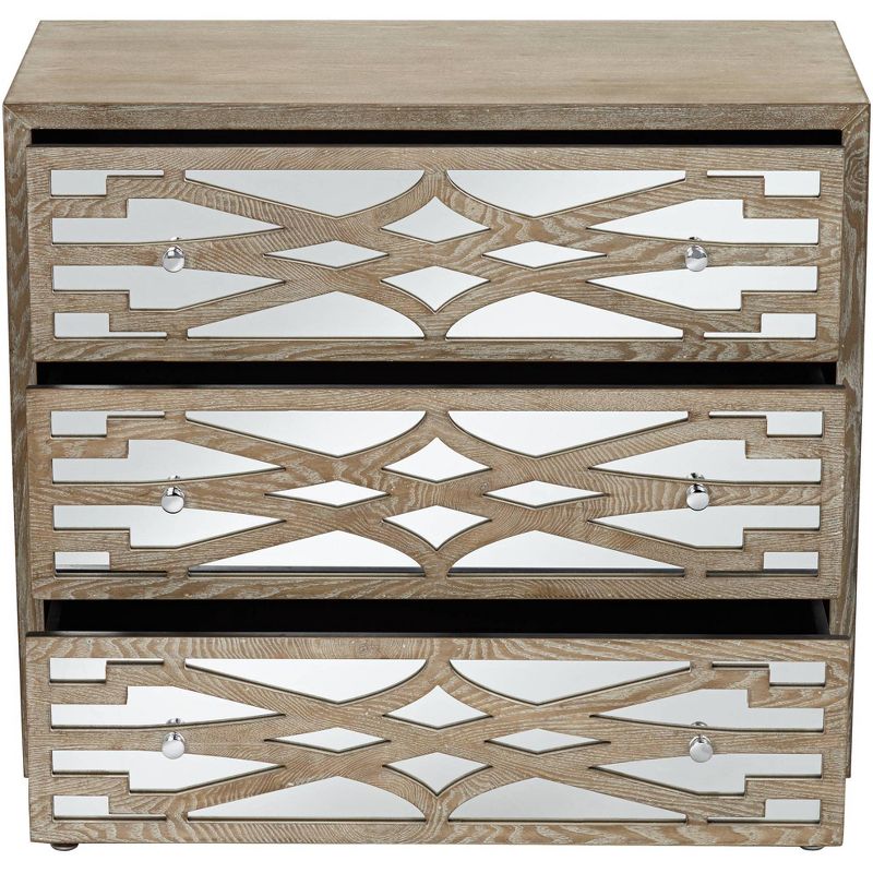 55 Downing Street Rowan 34" Wide Mirrored and Whitewash 3-Drawer Accent Chest