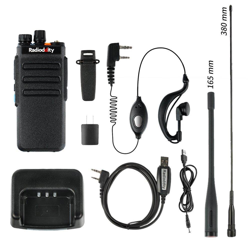 Radioddity GD-77S DMR Dual Band Two Way Radio Digital/Analog VHF/UHF Long Range Handheld Walkie Talkie 1024CH, Voice Prompt, Commercial Use, with Programming Cable, Original Earpiece and 2 Antennas