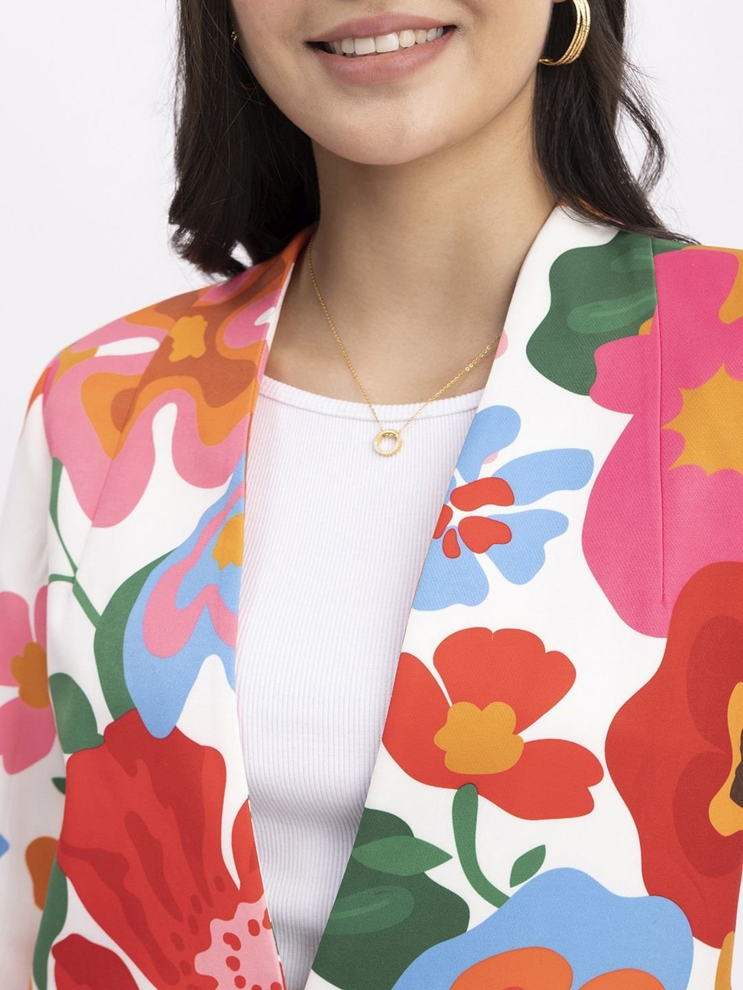 Fablestreet Multicolored Floral Print Blazer