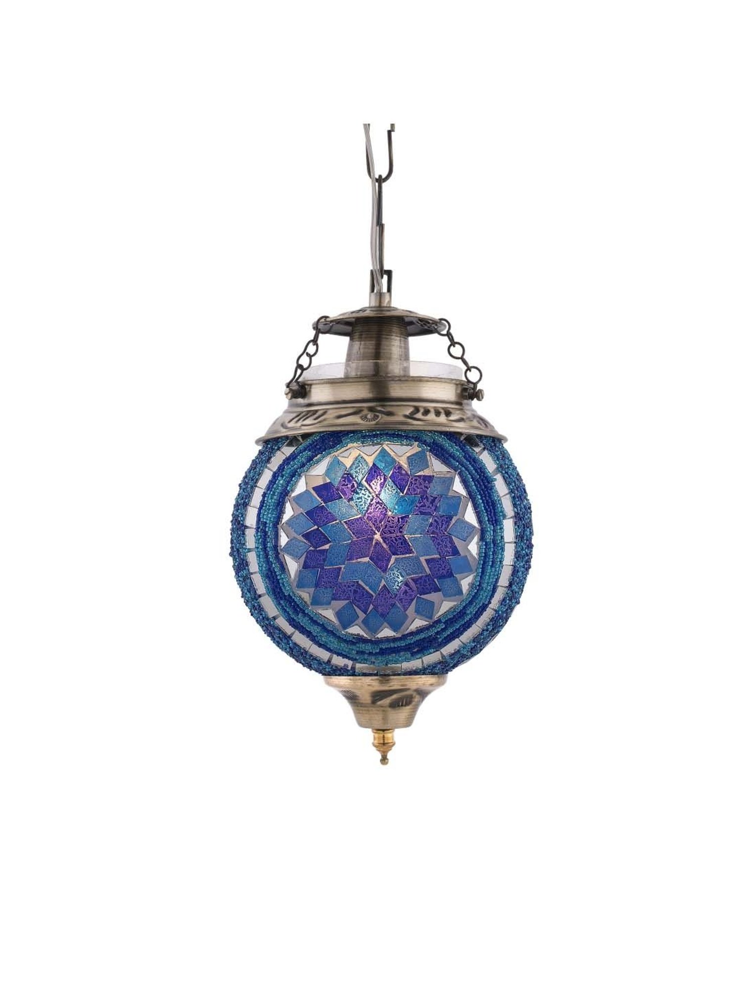 Homesake Antique Turkish Blue Metal Pendant Light - Set of 1 (Bulb not included)