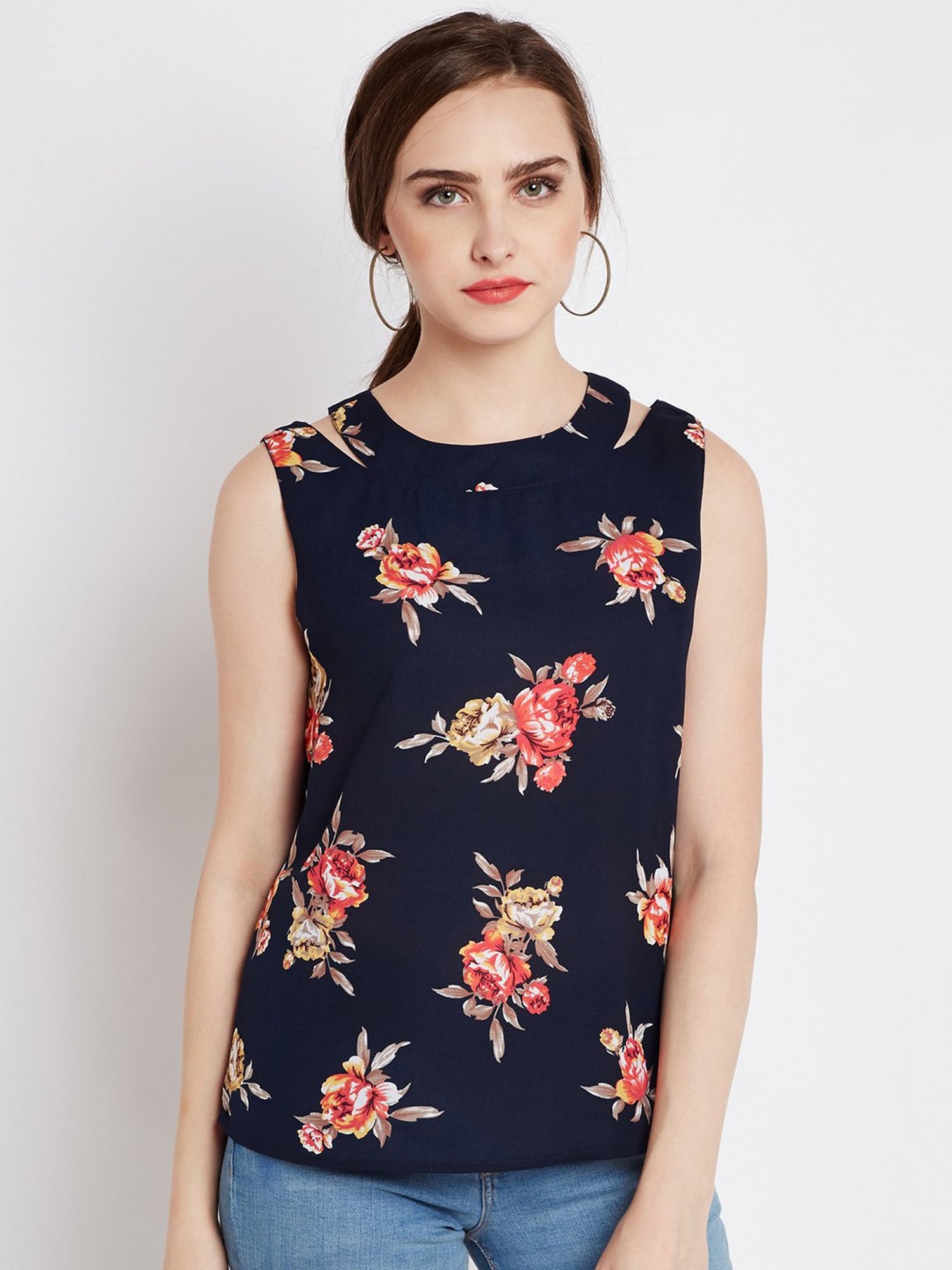 Rare Navy Floral Print Box Top