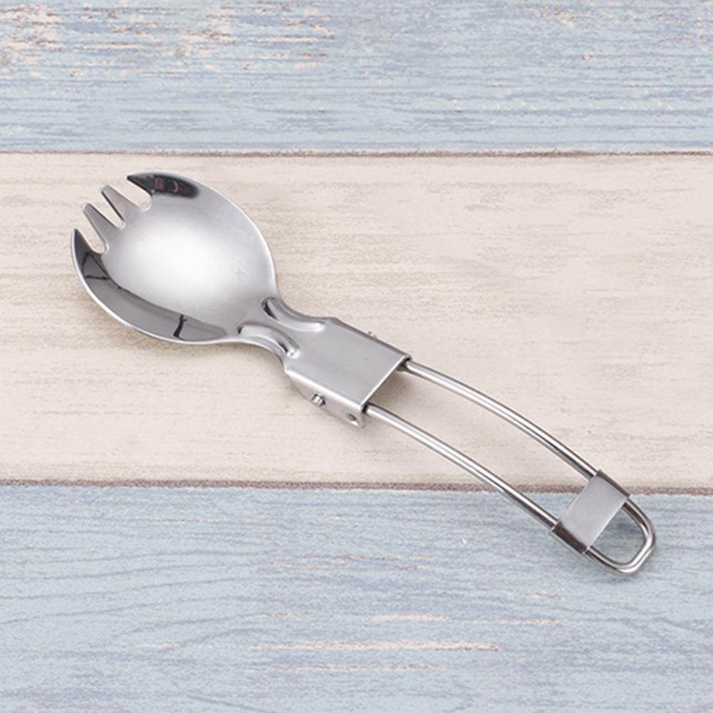 Camping Hiking Cook Picnic Foldable Spoon Traveller Spork Stainless Steel Fork
