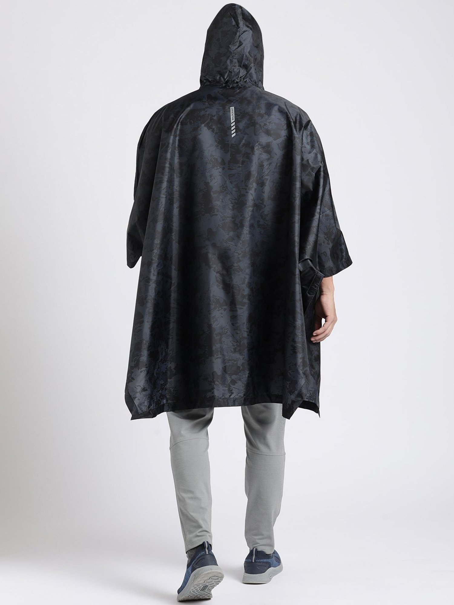 Wildcraft Black Camo Print Hooded Rain Coat