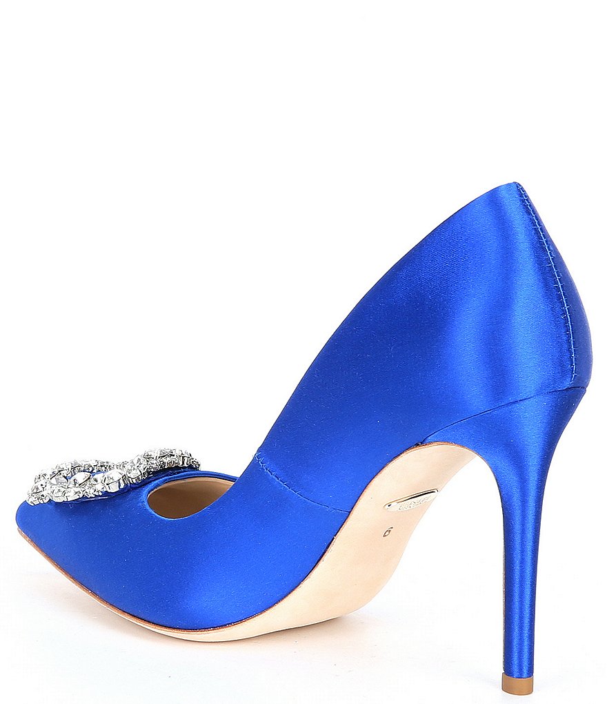 Badgley Mischka Cher Satin Brooch Embellished Stiletto Pumps