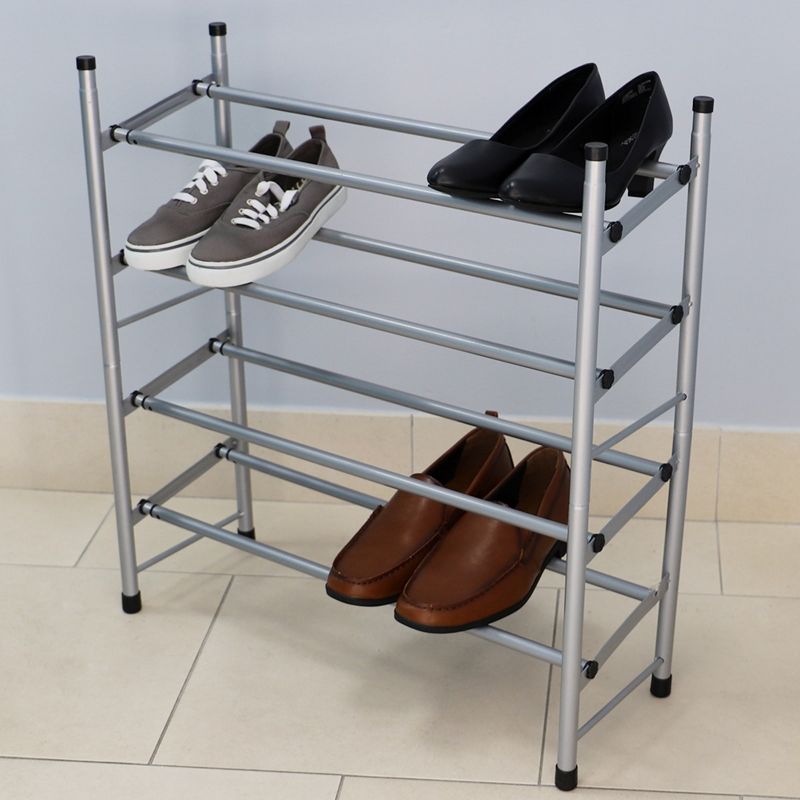 Home Basics Expandable 4 Tier Steel Shoe Rack, Chrome