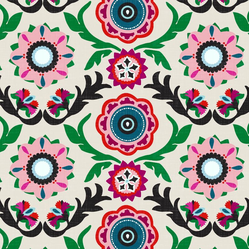 18"x18" Polyester Tulum Bright Square Throw Pillow Pink/Green - Skyline Furniture