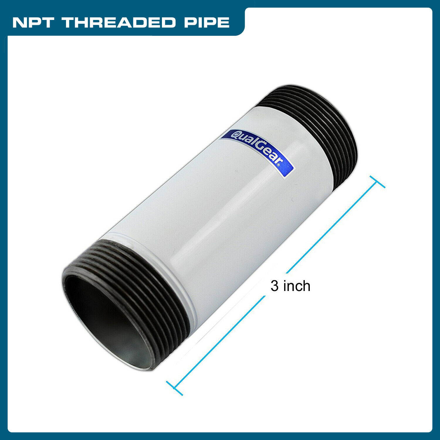 QualGear&reg; Pro-AV QG-KIT-CA-3IN-W Projector Mounting Kit - Projector Mount, Single Joist Ceiling Adapter, 3 inch 1.5-Inch NPT Threaded Pipe in White