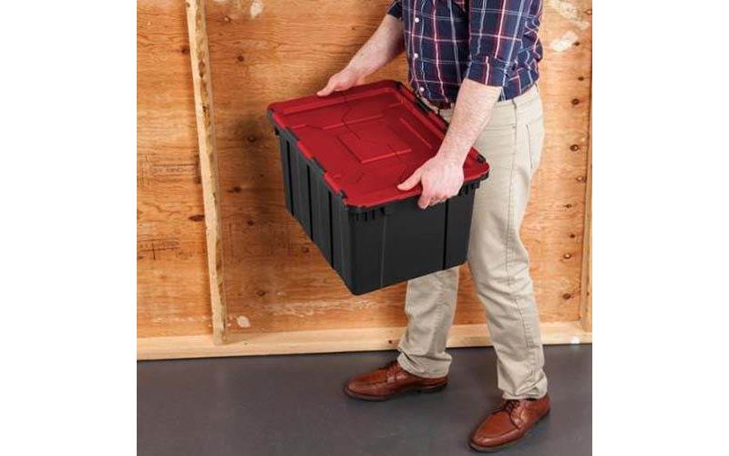 Homz 64 Quart Secured Seal Latch Extra Large Single Clear Stackable Storage Container Tote with Blue Lid for Home, Garage, or Basement (2 Pack)