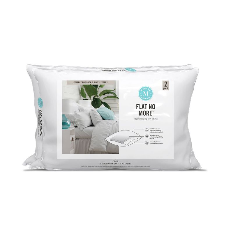 Standard/Queen 2pk Flat No More Bed Pillow - Martha Stewart
