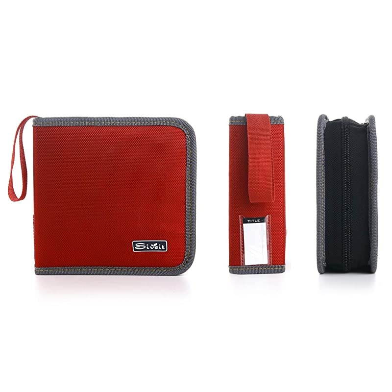 CD DVD Case 36 Capacity CD DVD VCD Disc Case Wallet Holder Binder Bag Storage for Car Home Travel Red