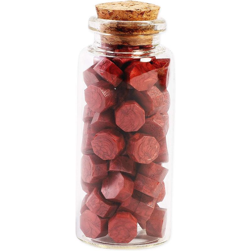 Bright Creations Classic Vintage 60PCS Red Wax Beads Wax Seal Stamp Gift Box Set with Olive Wreath Design