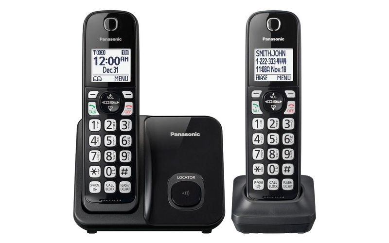 Panasonic KX-TGD512B DECT 6.0 1.90 GHz Cordless Phone - Black - 1 x Phone Line - 2 x Handset