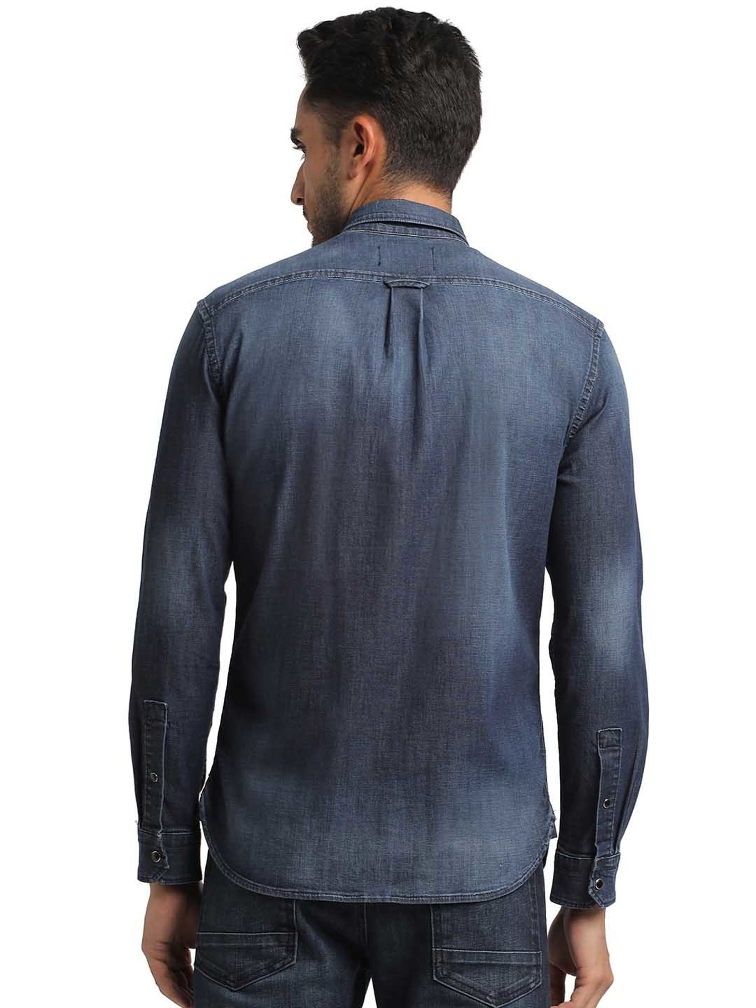 EVERBLUE Dark Blue Regular Fit Shirt