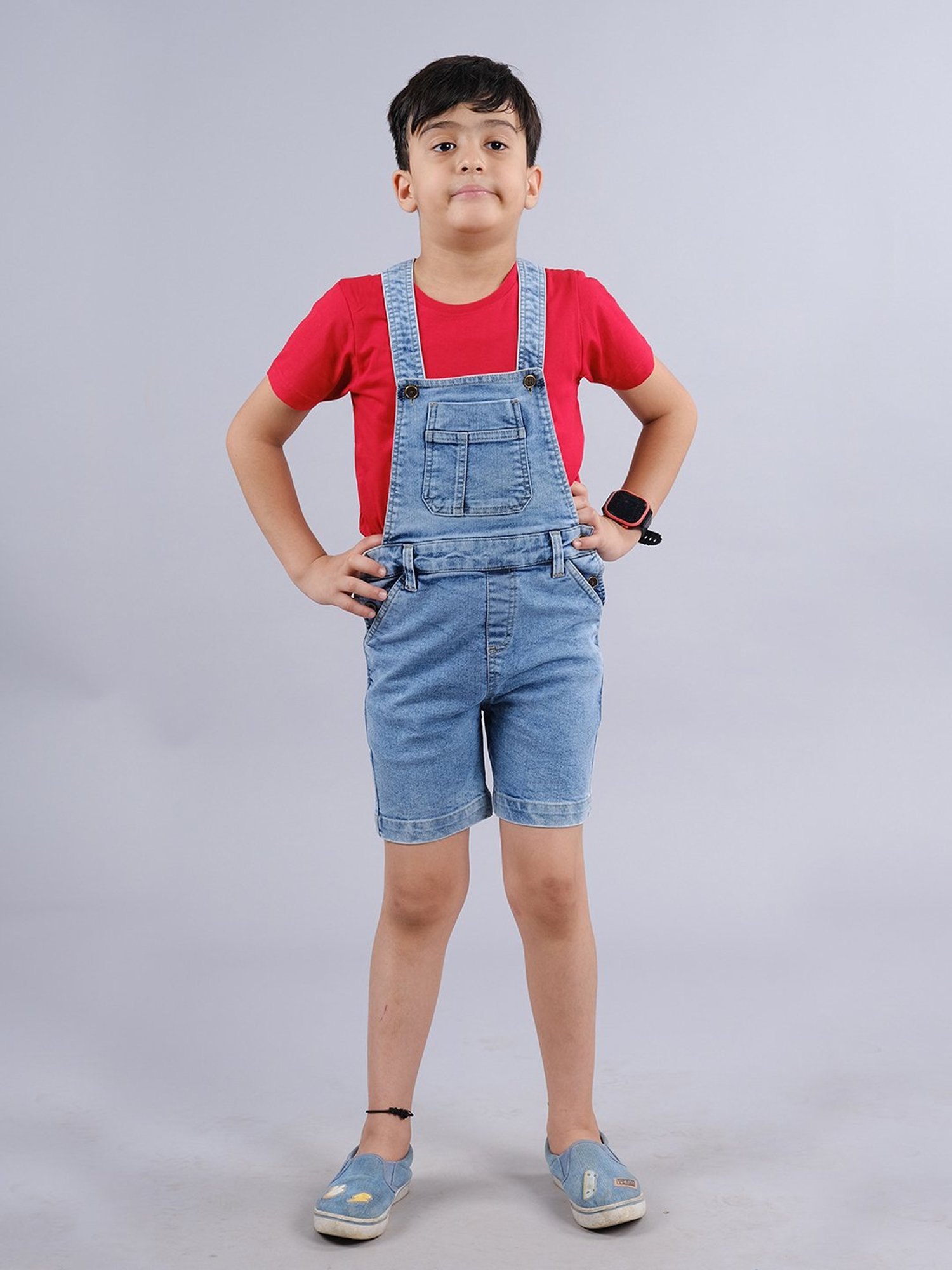 Kiddopanti Kids Blue Solid Dungaree