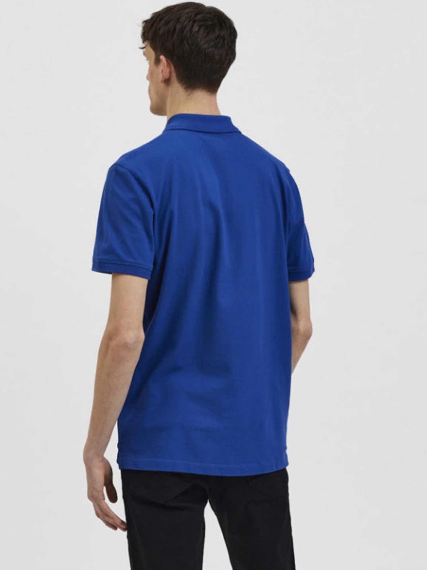 SELECTED HOMME Blue Quartz Cotton Regular Fit Polo T-Shirt