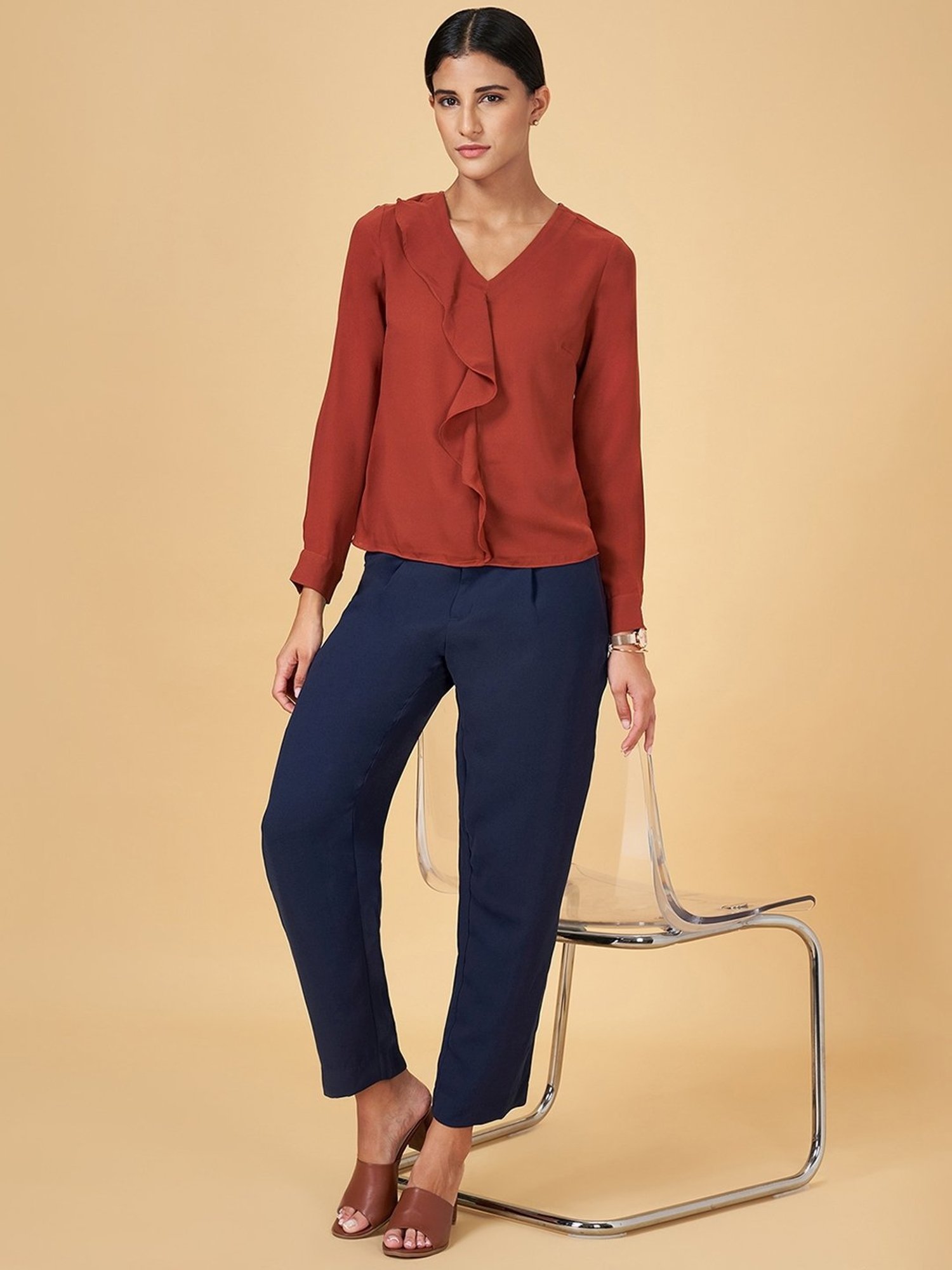 Annabelle by Pantaloons Brown Regular Fit Top