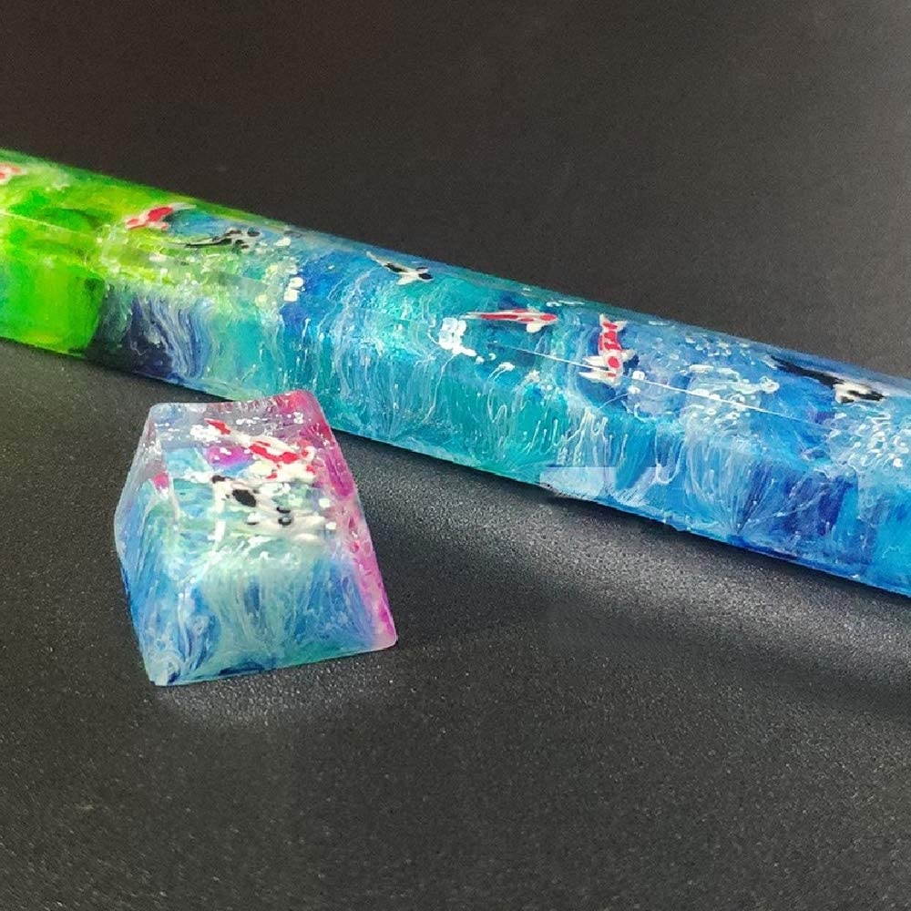 ZEFS--ESD Keycaps Backlight Resin Spacebar Keycap for Switch Mechanical Keyboard Handmade Starry Sky Mount Keycap for Keyboards (Axis Body : 6.5X, Color : Spacebar6)