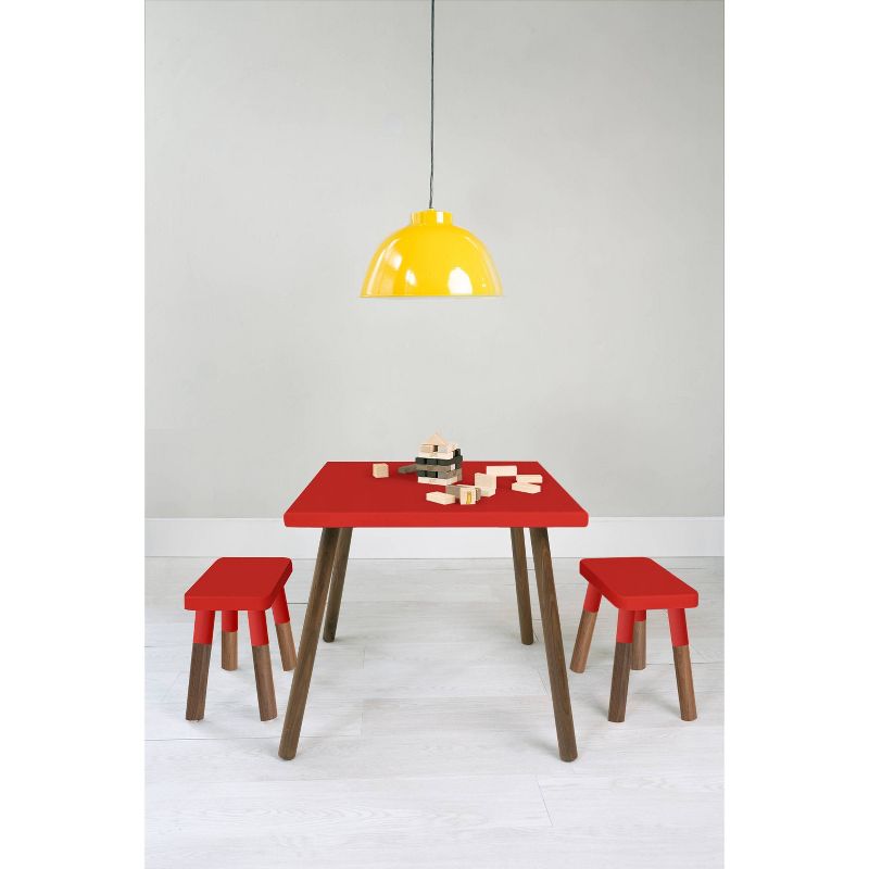 Set of 2 Peewee Wood Veneer Kids' Chairs Walnut/Red - Nico & Yeye