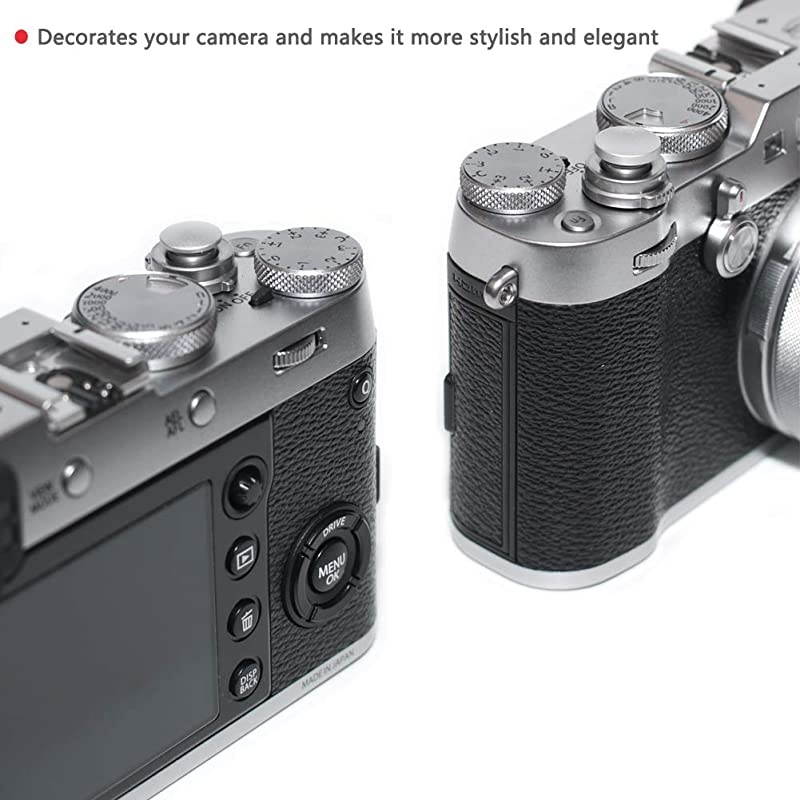 Silver Soft Metal Shutter Release Button Compatible with Fujifilm XT4 XT30 XT3 X100F XT20 XPRO2 X30 X100S XE2S XT10 XT2 M6 M7 M8 M9 M10 M9P Camera 11mm Concave 10mm Convex Surface2 Pack