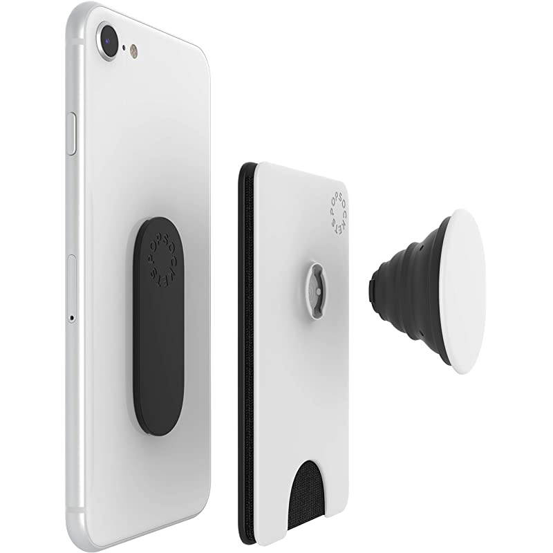 PopWallet+ Swappable and Repositionable Wallet White Black