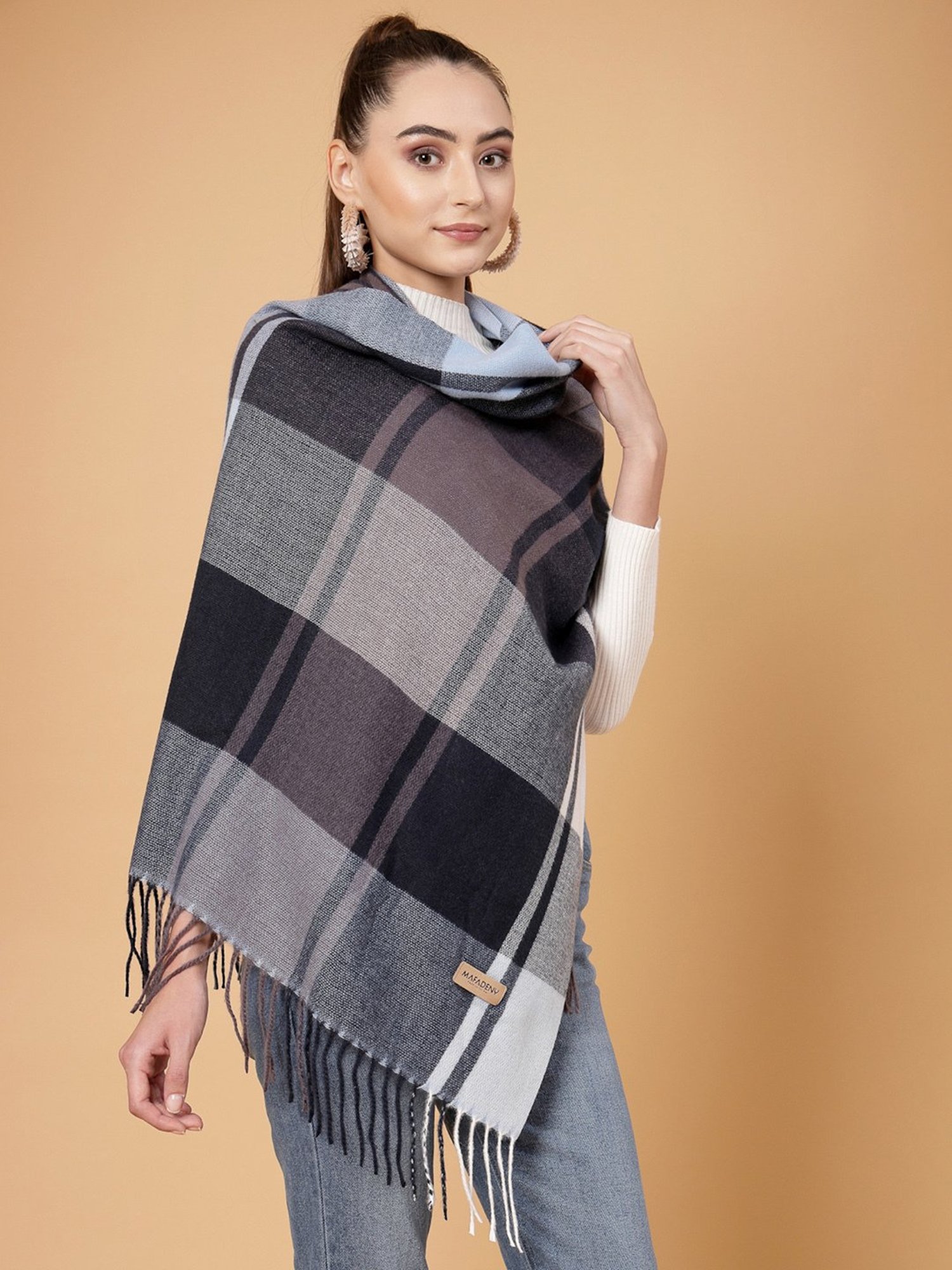 Mafadeny Blue Checks Stole