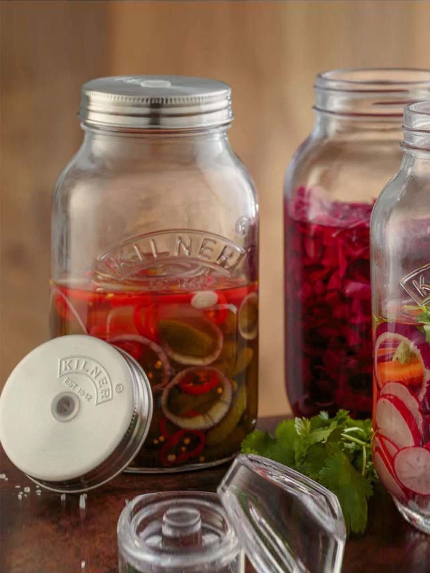 Kilner Transparent Stainless Steel Small Fermentation Jars (1 L)