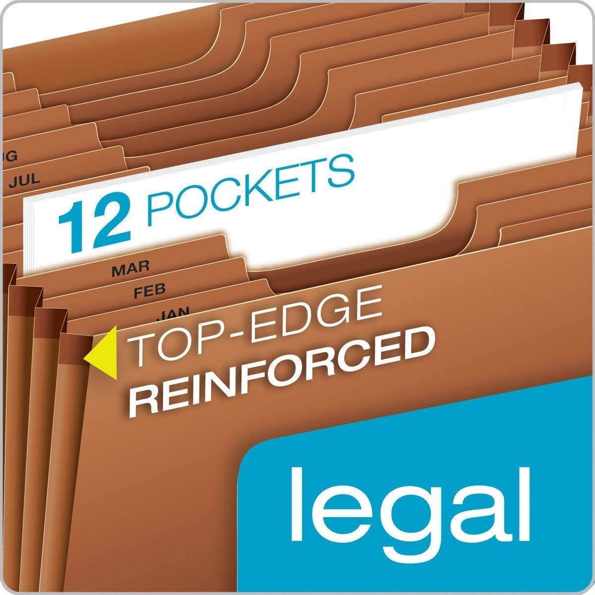 Globe-Weis/Pendaflex Heavy Duty 12-Pocket Expanding File, Monthly Index, Legal Size, Brown, (R219MHD)