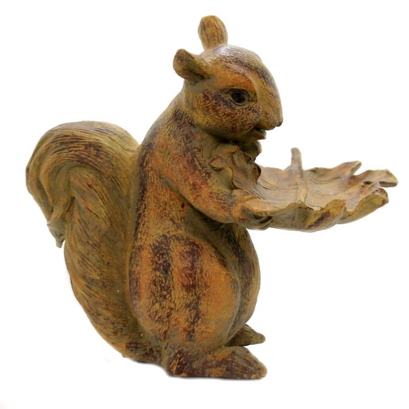Home Decor 11.0" Squirrel Holding Leaf Tray Fall Thanksgiving  -  Decorative Figurines