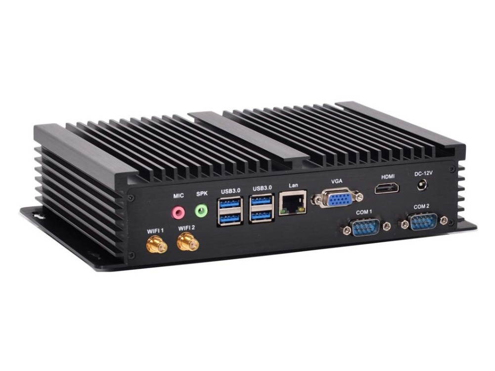 Industrial PC Intel Core i7 8550U 2 RS232 COM Fanless Mini PC windows 10 linux HD-MI VGA HTPC Intel Core i7 mini PC DDR4 16GB Ram 512GB SSD