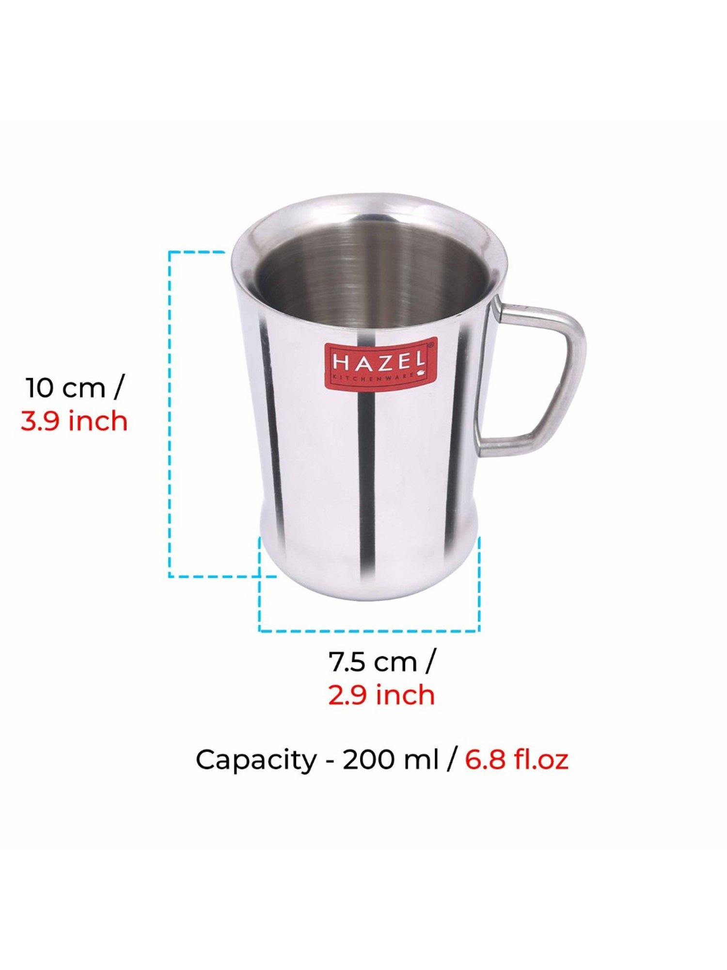 HAZEL Silver Stainless Steel Tea & Coffee Spice Cup - Set of 1