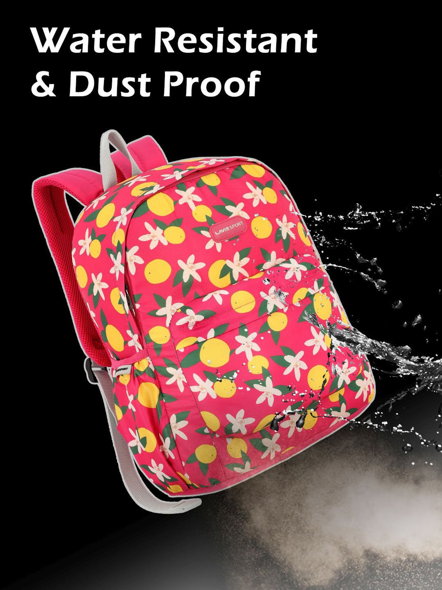 Lavie Sport Lime 18L Printed Casual Backpack |School Bag for Girls (Magenta)