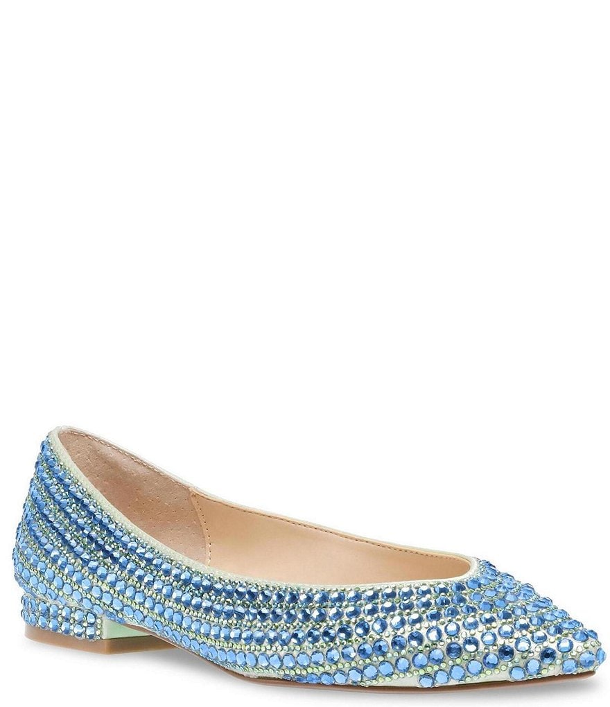 Blue by Betsey Johnson Jude Oversized Rhinestone Jeweled Dress Flats