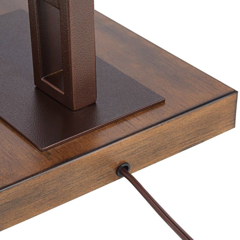 Franklin Iron Works Rustic Industrial Downbridge Floor Lamp Bronze Faux Leather Empire Shade Living Room Reading Bedroom Office