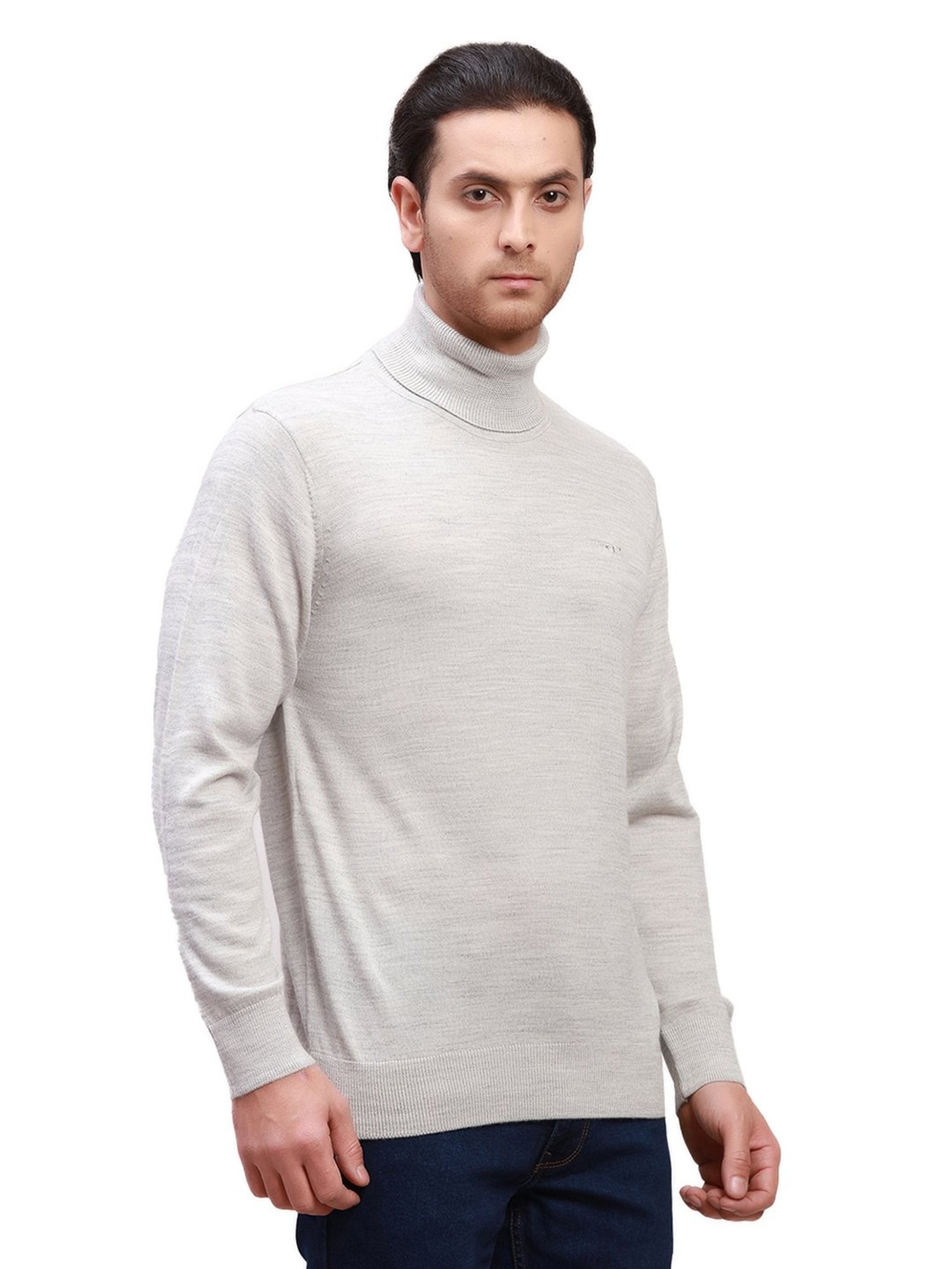 ColorPlus Light Grey Tailored Fit High Neck Sweater