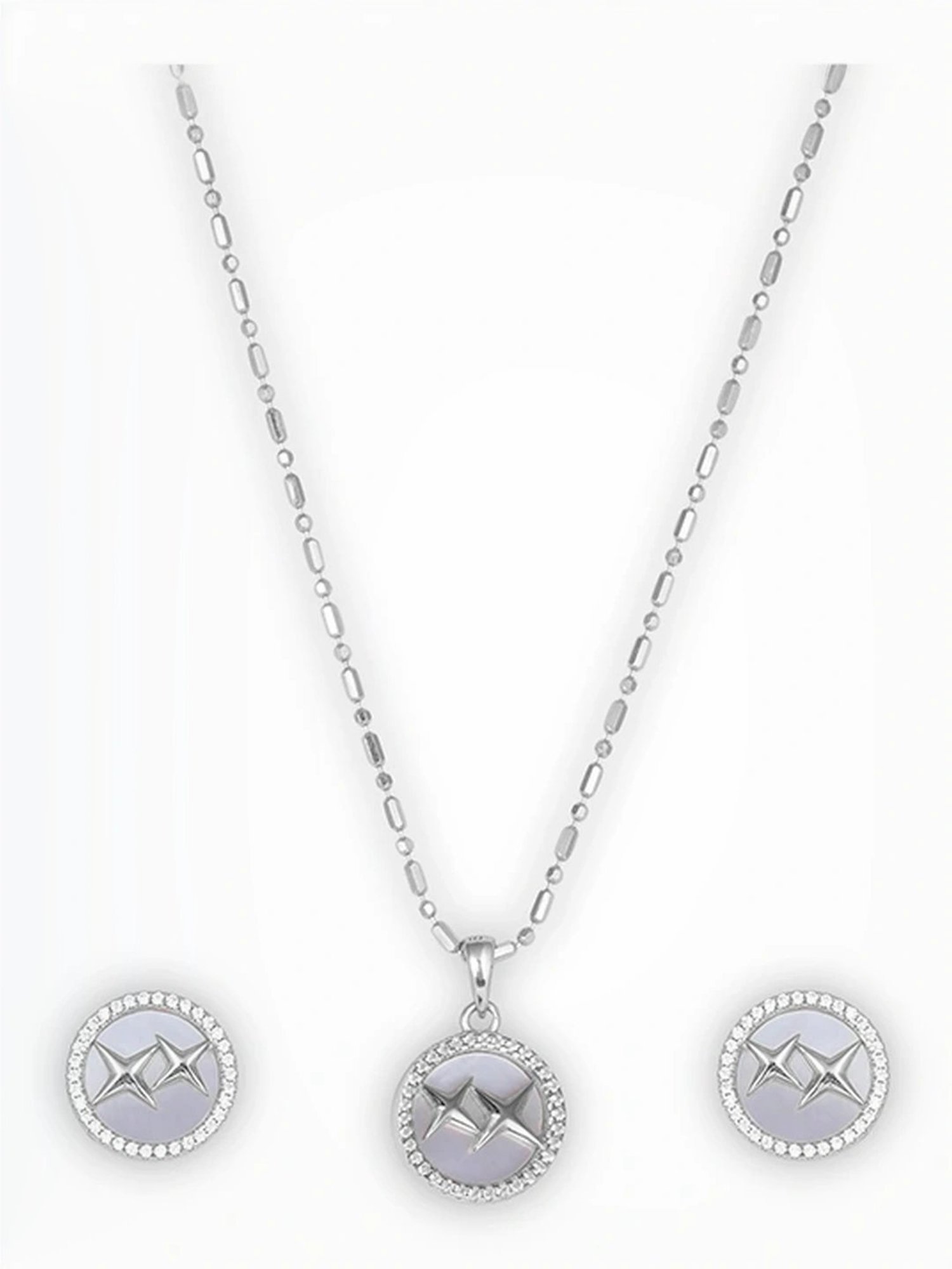 Touch925 Sterling Silver Rosy Radiance Pendant Set for women
