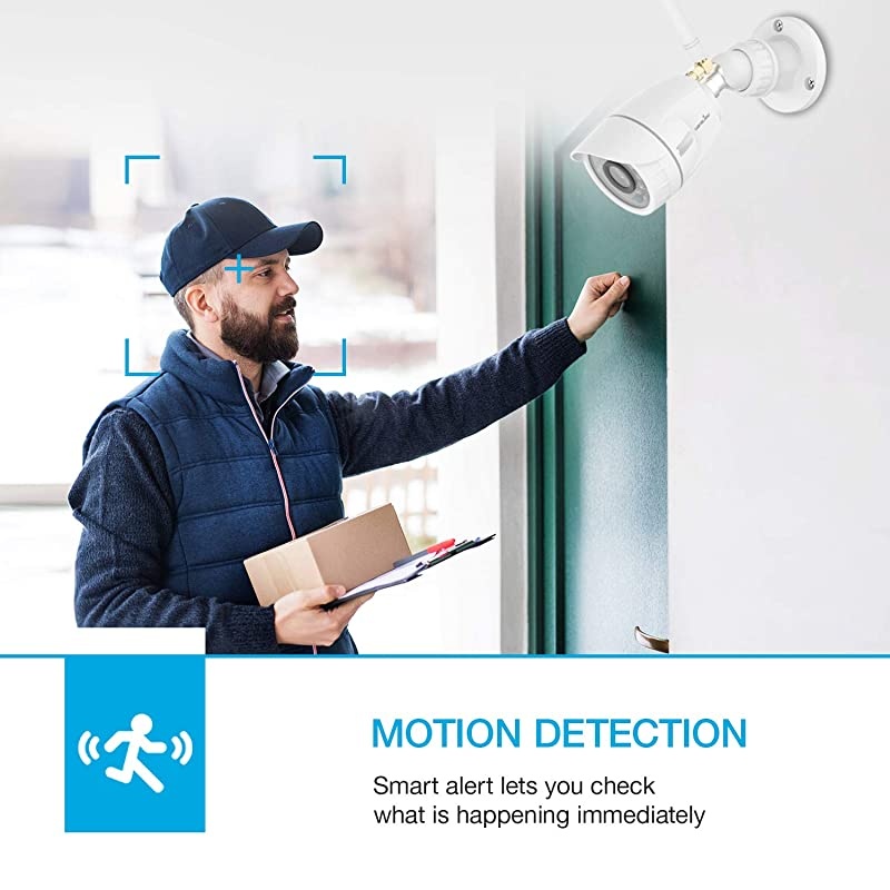 Outdoor Security Camera  1080P Wireless WiFi Home Surveillance Waterproof Camera with Night Vision Motion Detection Remote Access Compatible with AlexaW4 White