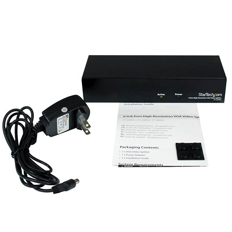 com 8 Port High Resolution VGA Video Splitter - 300 MHz - Video Splitter - 8 x VGA - Desktop - ST128PRO