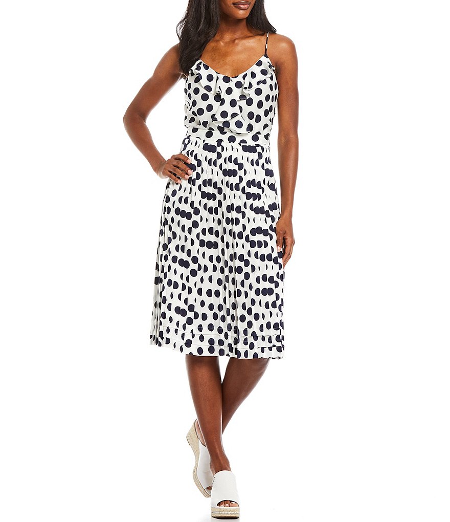 KARL LAGERFELD PARIS Pleated A-Line Polka Dot Skirt