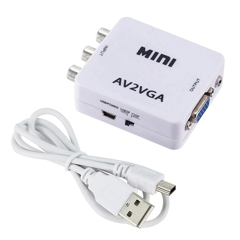 Mini HD AV2VGA Video Converter Convertor Box AV RCA CVBS to VGA Video Converter Conversor with 3.5mm Audio to PC HDTV Converter
