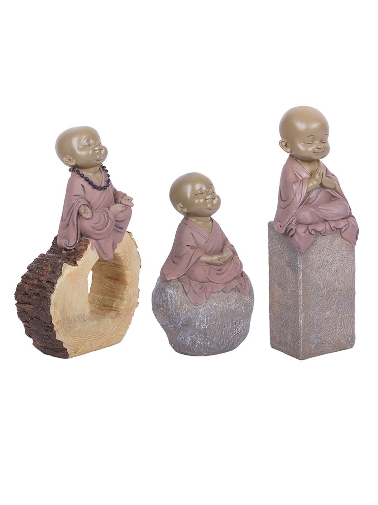 Tayhaa Pink Serene Baby Buddha Trio Statue