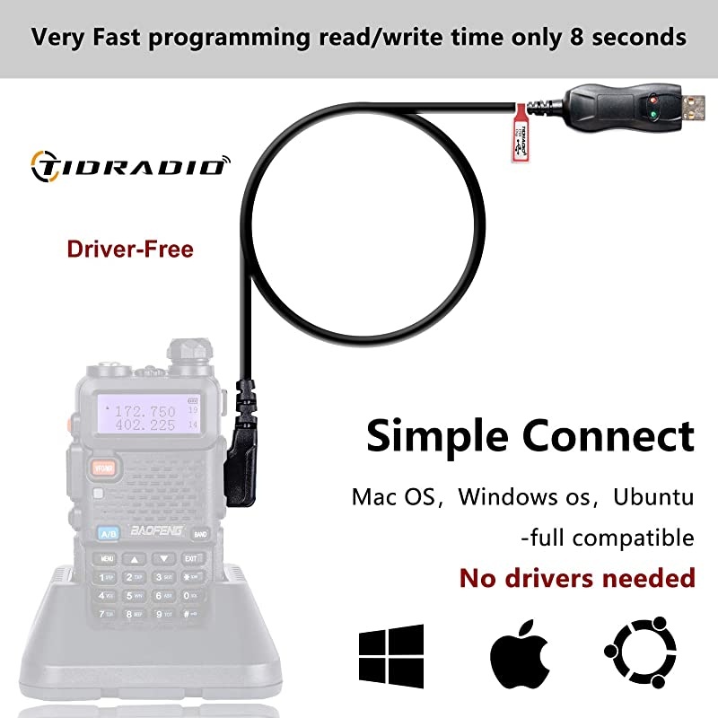 Radio UV5R Dual Band Ham Radio 6 Pack + 1 TIDRADIO Driver Free Programming Cable + 6 TD771 Antennas and Radio Mics + 12 1800mAh Batteries  Walkie Talkie